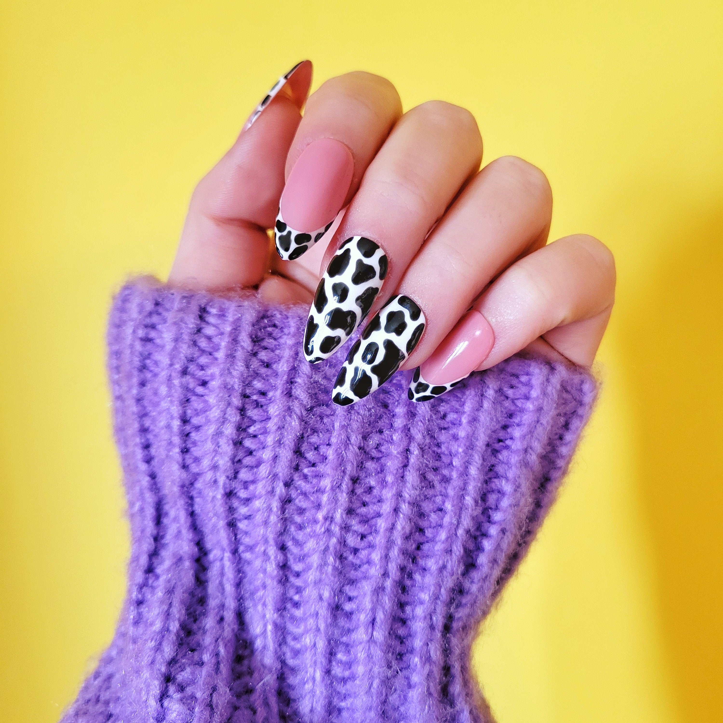 Press on nails Faux ongles motifs vache