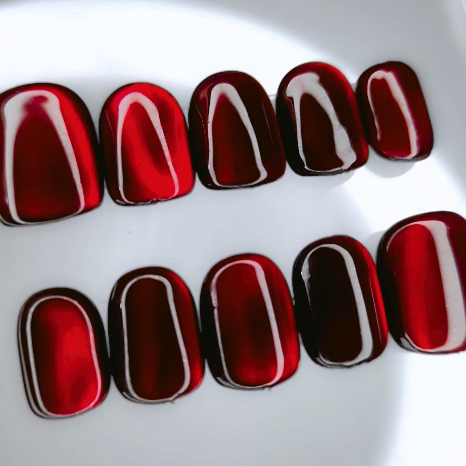 Press-on nails liquid red wine blood