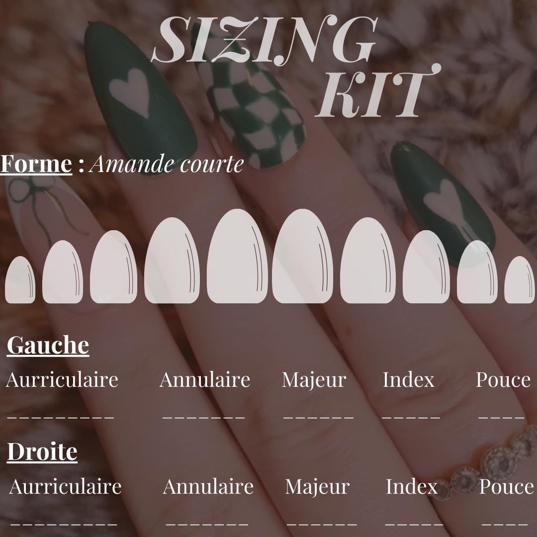 Sizing Kit press on nails Guide de tailles pour faux ongles ( bien lire la description)