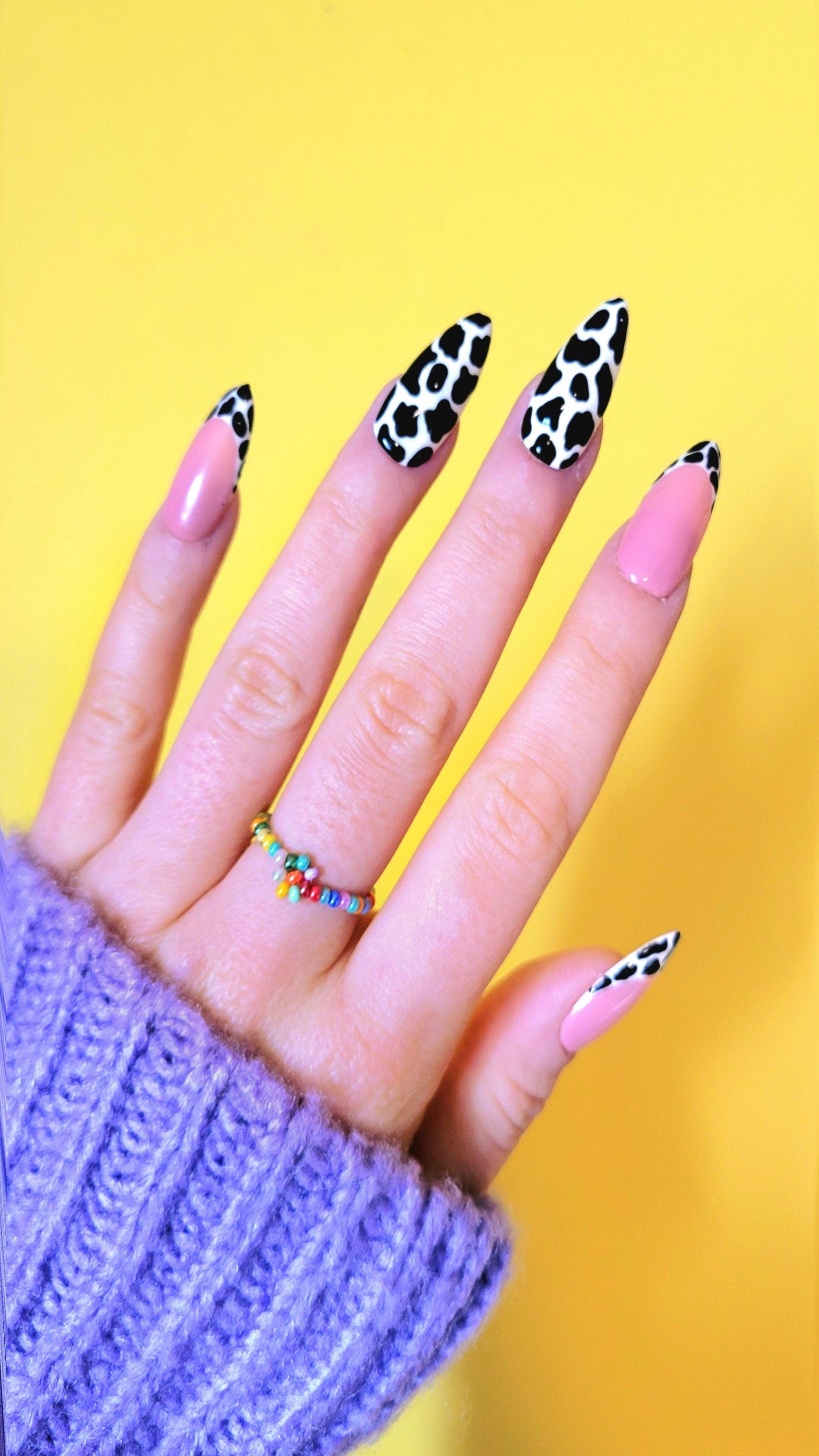 Press on nails Faux ongles motifs vache