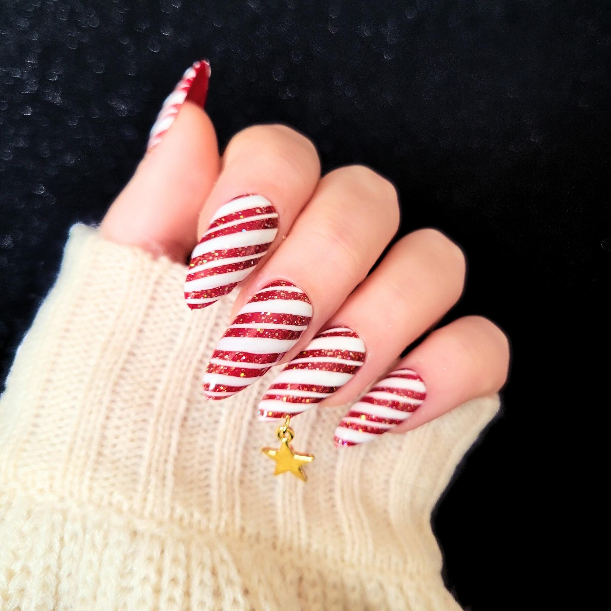 Press On Nails Noël Féerique Rose Irisé Givré